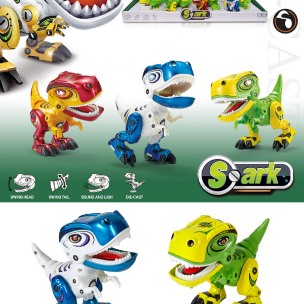 EXP. 12 DINOS METAL CON LUZ Y SONIDO,3 COL.SURT.