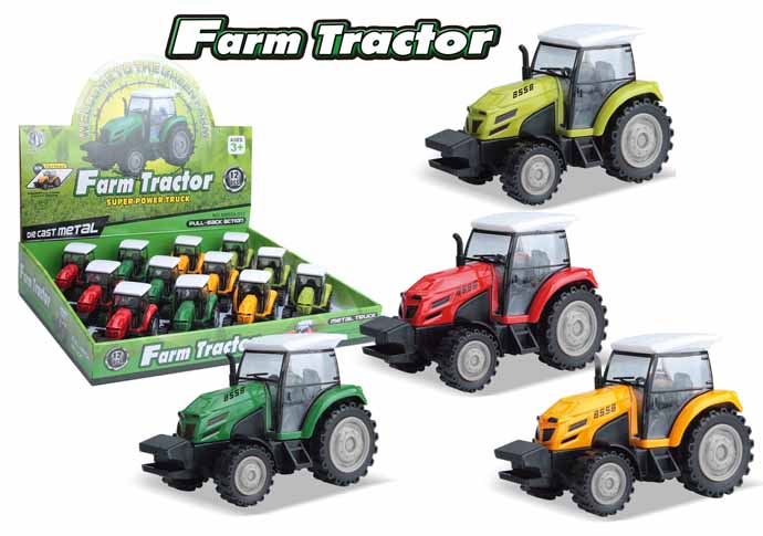 EXPOSITOR 12 TRACTORES PULL BACK,3 COLORES SURTIDO