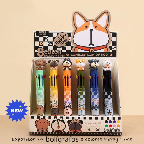 EXP.24 BOLIS GEL 8 COLORES CUTE DOG 6 MODELOS