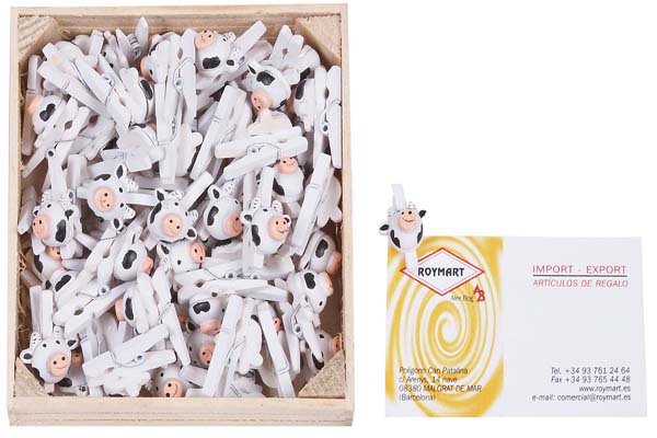 CAJA DE 72 PINZAS MINIS BLANCAS VACAS