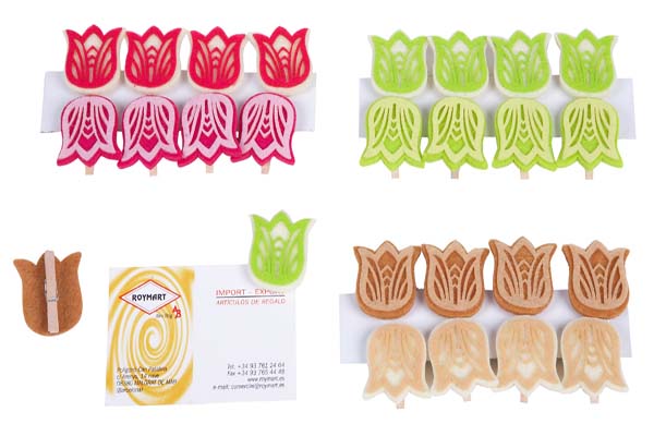 SET 10 PINZAS TULIPANES DECORACION ,3 COLORES