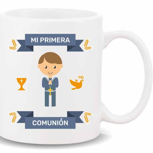 MUG CON MENSAJE ,MI PRIMERA COMUNION NIÑO