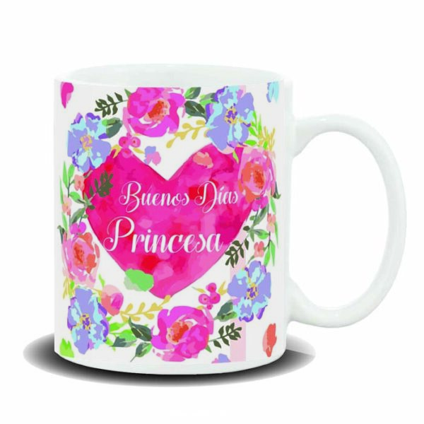 MUG C/ MENSAJE ,BUENOS DIAS PRINCESA HEART