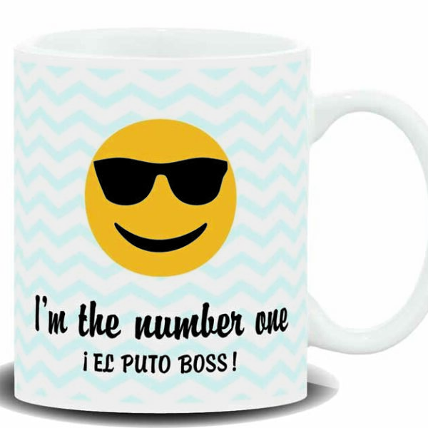 MUG CON MENSAJE EMOTICON,......EL PUTO BOSS