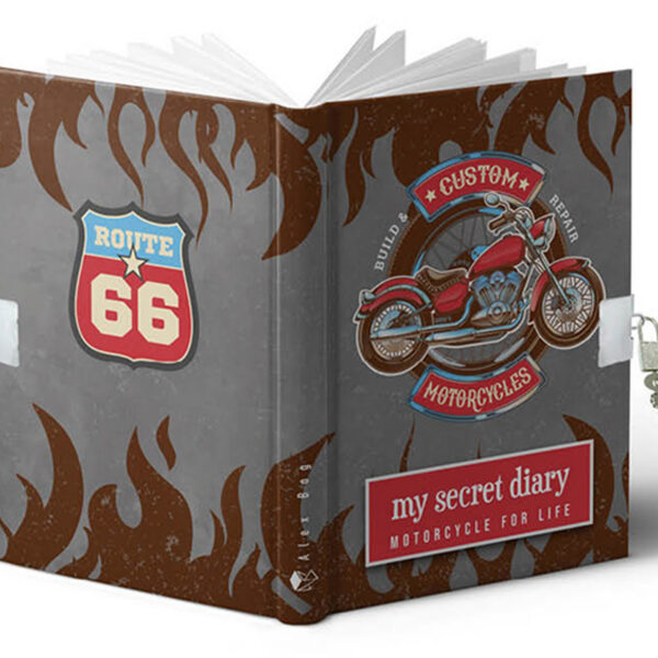 DIARIO TAMAÑO A5 CON CANDADO MOTORCYCLE FOR LIFE