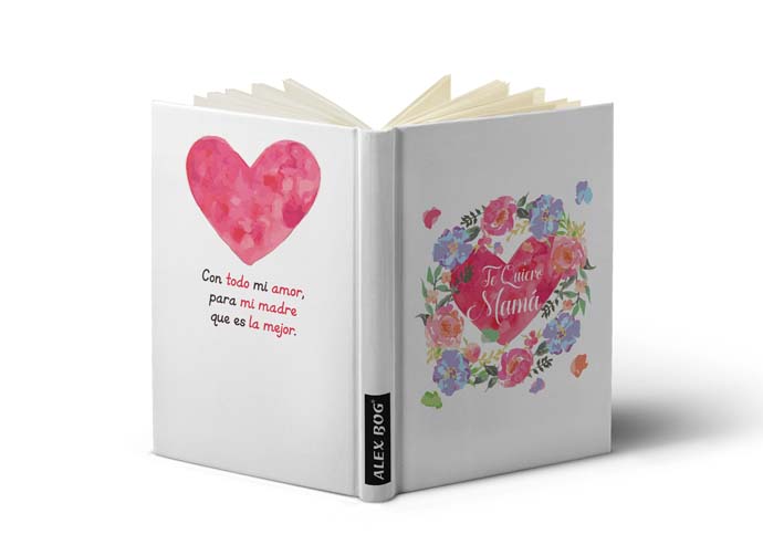 LIBRETA C/ MENSAJE A6 ,TE QUIERO MAMA HEART/FLOWER
