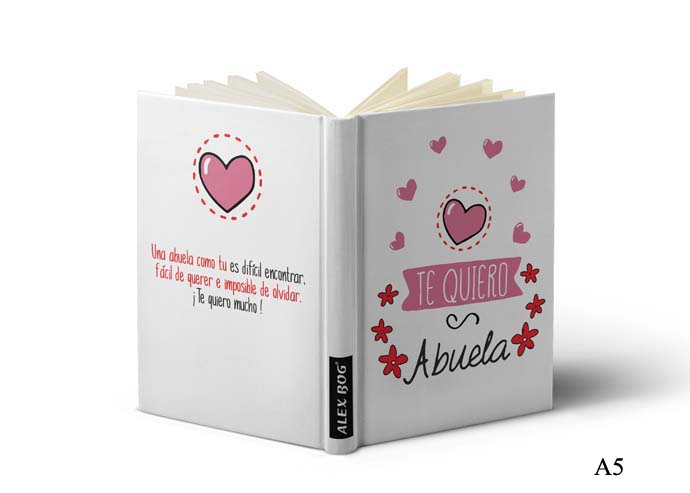 LIBRETA CON MENSAJE A5,TE QUIERO ABUELA