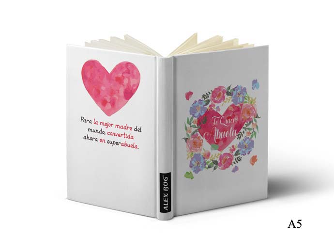 LIBRETA C/ MENSAJE A5 ,TE QUIERO ABUELA HEART/FLOW