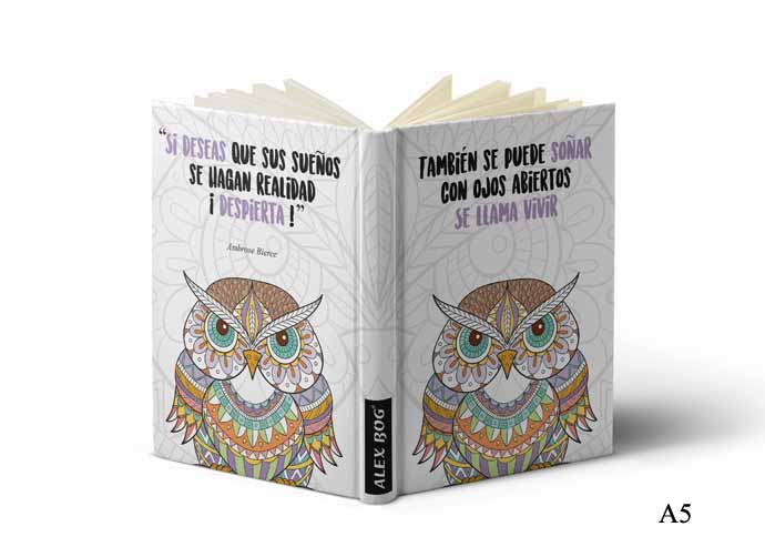LIBRETA C/ MENSAJE A5 MANDALA BUHOS