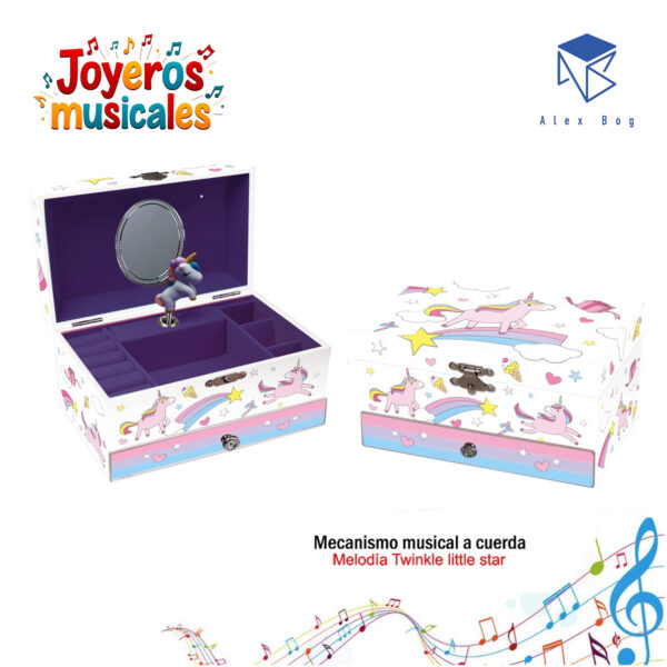 JOYERO MUSICAL MEDIANO UNICORN AND STAR