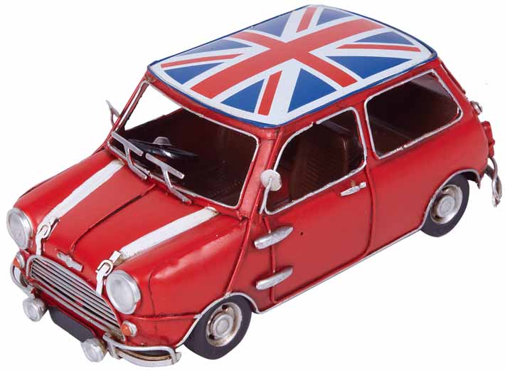 COCHE METAL MINI COOPER PEQUEÑO 1960 W/FLAGG