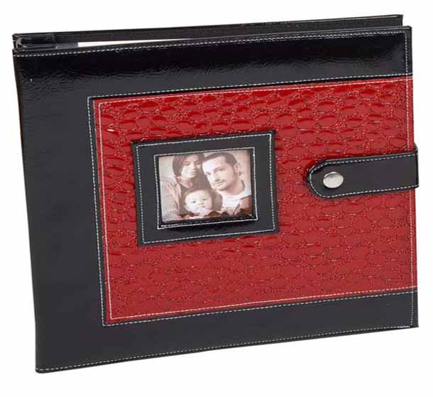 ALBUM FOTOS GRANDE SIMIL PIEL ROJO Y NEGRO