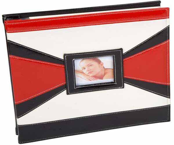 ALBUM FOTOS GRANDE SIMIL PIEL BLANCO,ROJO Y NEGRO
