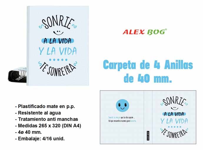CARPETA 4 ANILLAS ,SONRIE A LA VIDA Y LA VIDA TE