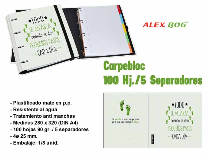 CARPEBLOC 100 HOJAS,5 SEPARADORES,TODO SE ALCANZA