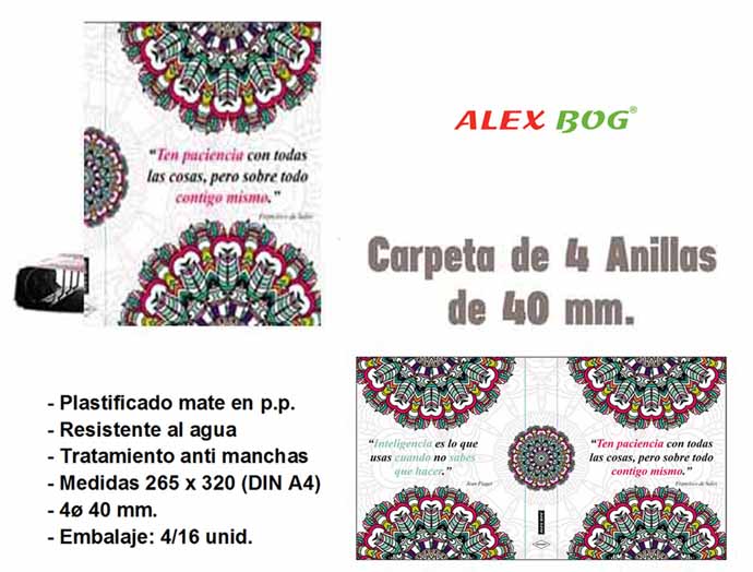 CARPETA 4 ANILLAS ,COL.MANDALA,TEN PACIENCIA CON..
