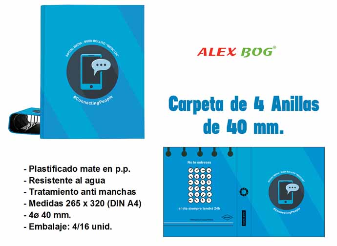 CARPETA 4 ANILLAS CONECTING PEOPLE AZUL