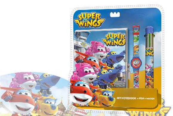 SET RELOJ DIGITAL,BOLI Y LIBRETA SUPER WINGS
