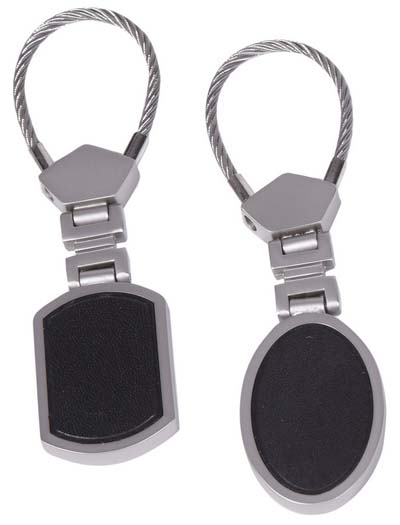 LLAVERO METAL Y PIEL NEGRO, MOD SURT