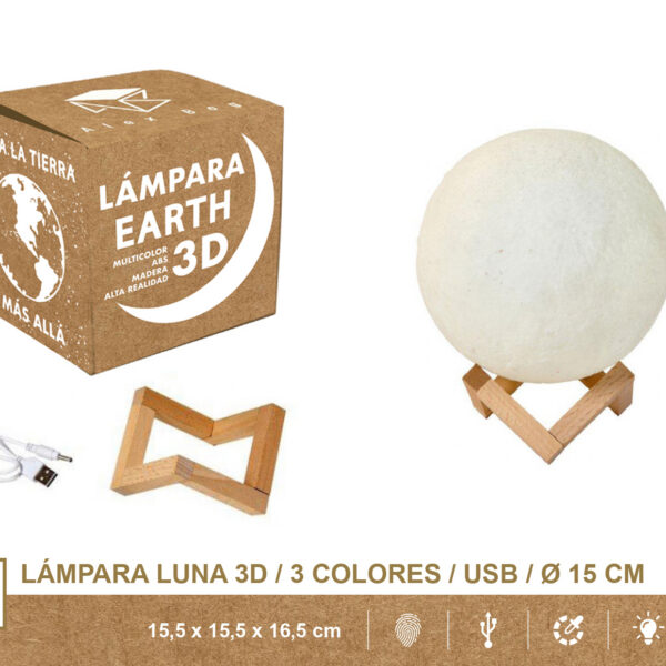 MOON LIGHT 15 CMS,3 COLORES CLAP USB