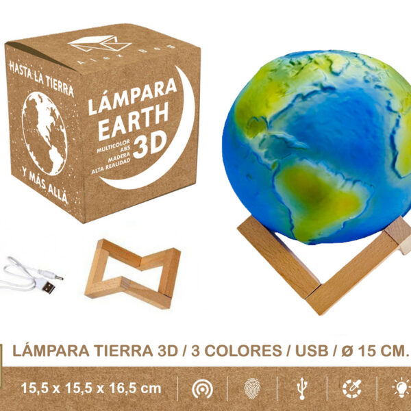 PLANETA TIERRA LIGHT 15 CMS,3 COLORES CLAP USB