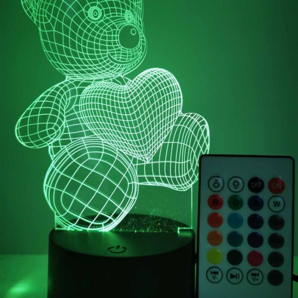 LAMPARA LED 3D NIGHT LIGHT BEAR CONTROL REMOTO