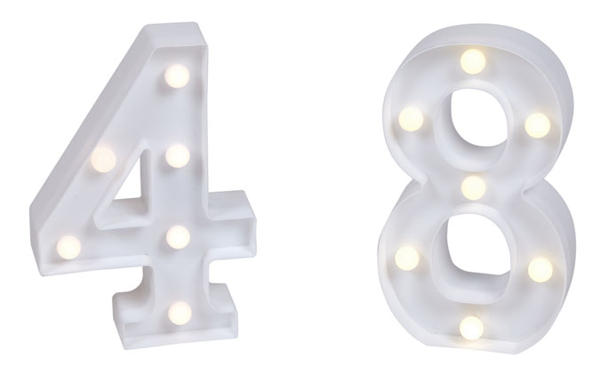 NUMEROS CON LUCES LED SURTIDAS,10 MODELOS