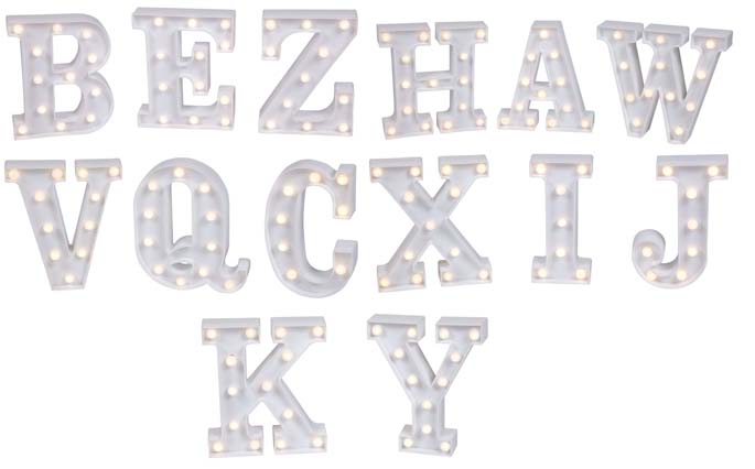 LETRAS CON LUCES LED SURTIDAS,26 MODELOS