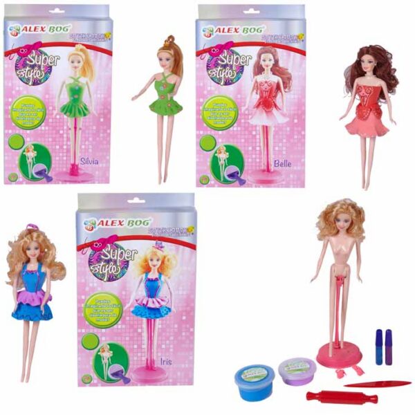 SET MUÑECA HAZ SU PROPIO VESTIDO ,3 MODELOS