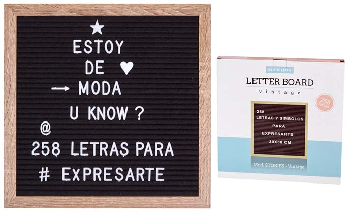 PIZARRA PARA MENSAJES 30*30 CMS,CON 258 LETRAS