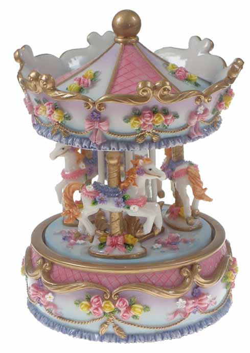 CARRUSEL MEDIANO 10 C/ 3 CABALLOS LAZOS Y ROSAS