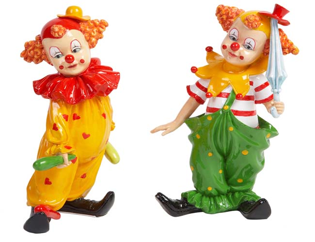 PAYASO CERAMICA MEDIANO,2 MODELOS,PARAGÜAS Y BOLO