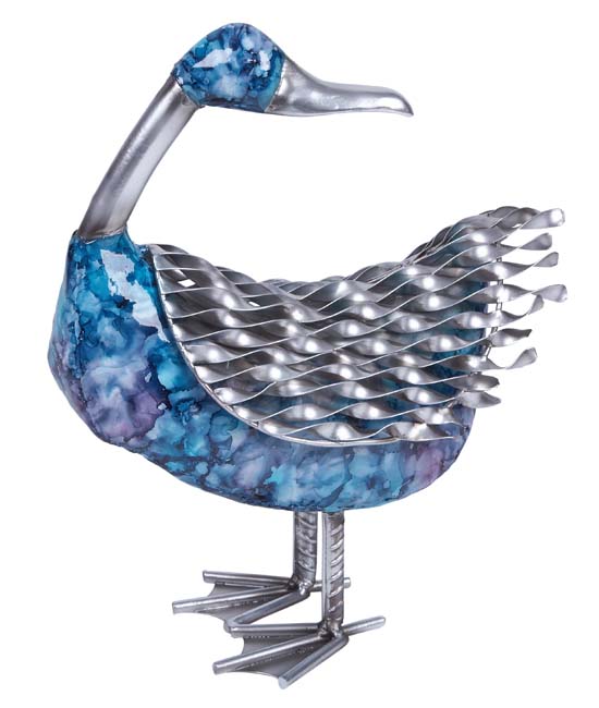 FIGURA DECOR PATO AZUL METAL/RESINA