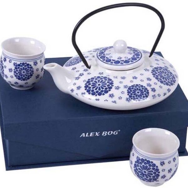 JUEGO DE TE LUXE BL/AZ MOD.SARGAZOS