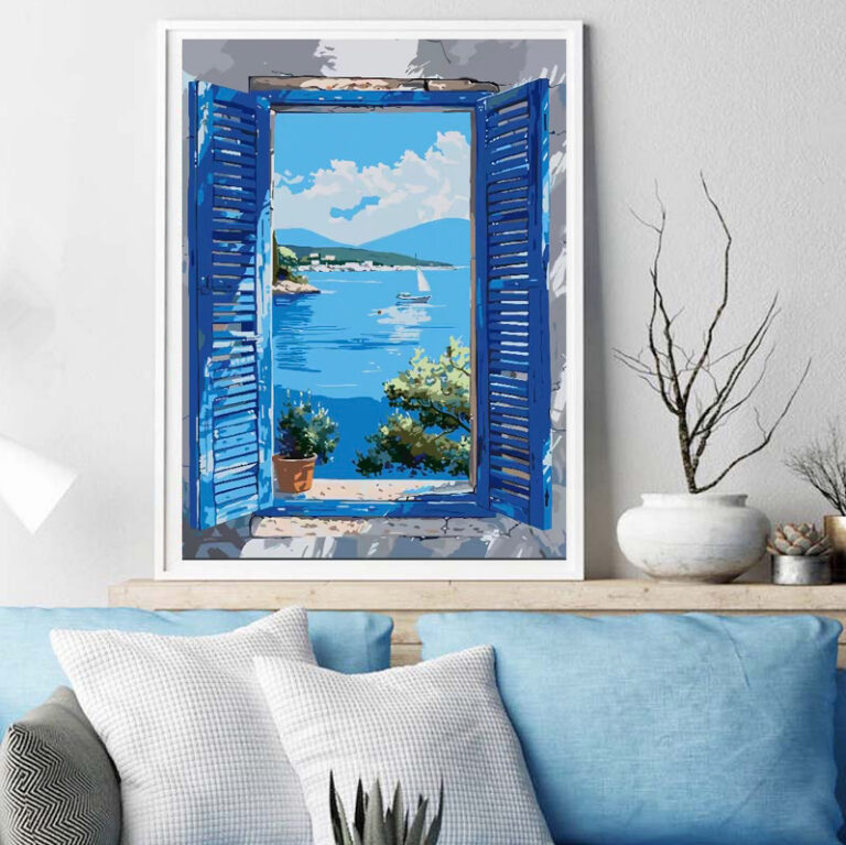 PINTAR POR NUMEROS CADAQUES ON THE WINDOW