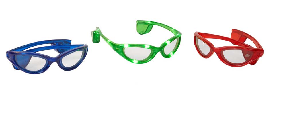 GAFAS FANTASIA CON LUCES LED MOD.VAMPIRESA,3COL.