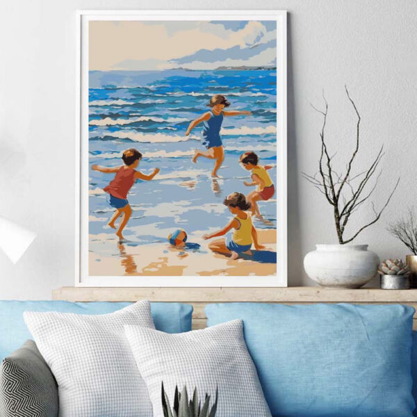 PINTAR POR NUMEROS NIÑOS EN LA PLAYA