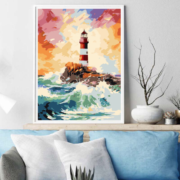 PINTAR POR NUMEROS FARO EN LA TORMENTA