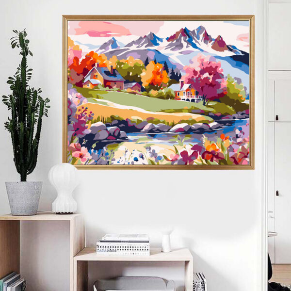 PINTAR POR NUMEROS MONTAÑAS NEVADAS EN OTOÑO