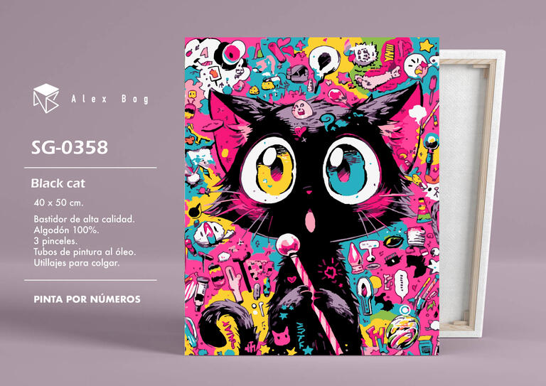 PINTAR POR NUMEROS BLACK CAT