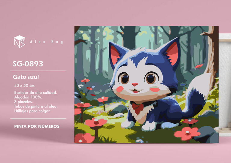 PINTAR POR NUMEROS GATO AZUL