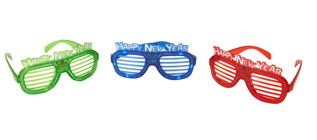 GAFAS FANTASIA CON LUCES LED HAPPY NEW YEAR,3COL.