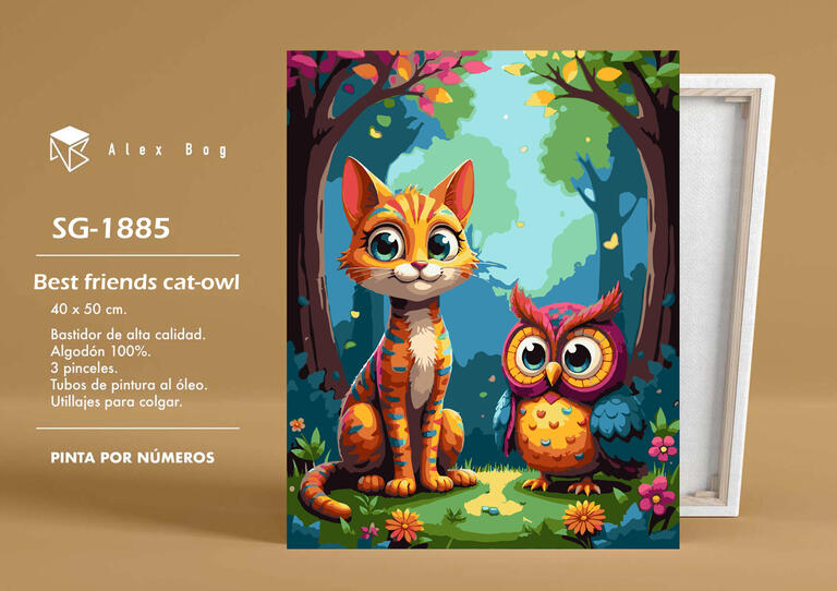PINTAR POR NUMEROS BEST FRIENDS CAT-OWL
