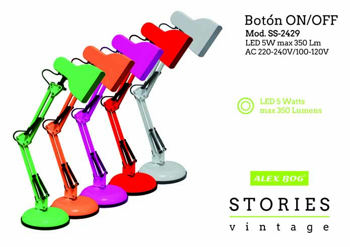 FLEXO LUZ 5W LED, MODELO CON MUELLES, 5 COLORES