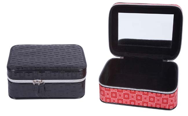 JOYERO TIPO BOMBONERA CREMALLERA ROJO Y/O NEGRO