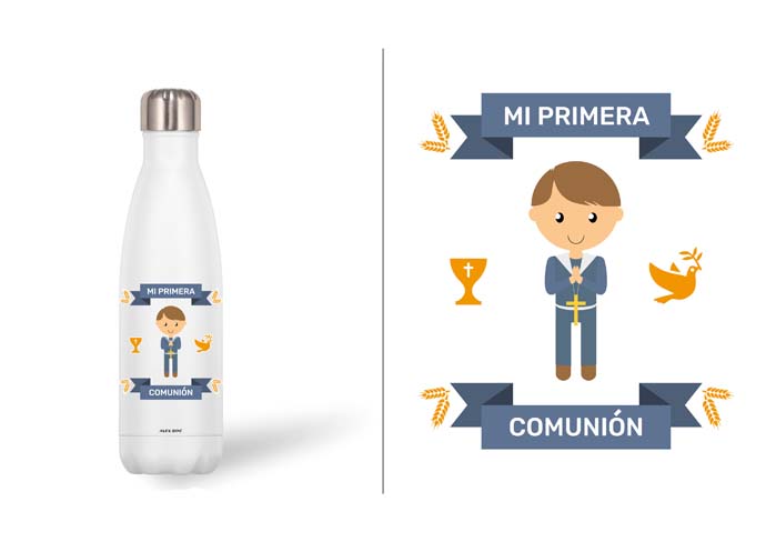 BOTELLA ACERO INOX 500 ML. COMUNION NIÑO