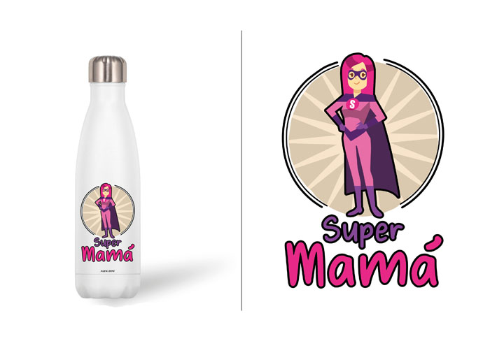 BOTELLA ACERO INOX 500 ML. SUPER MAMA