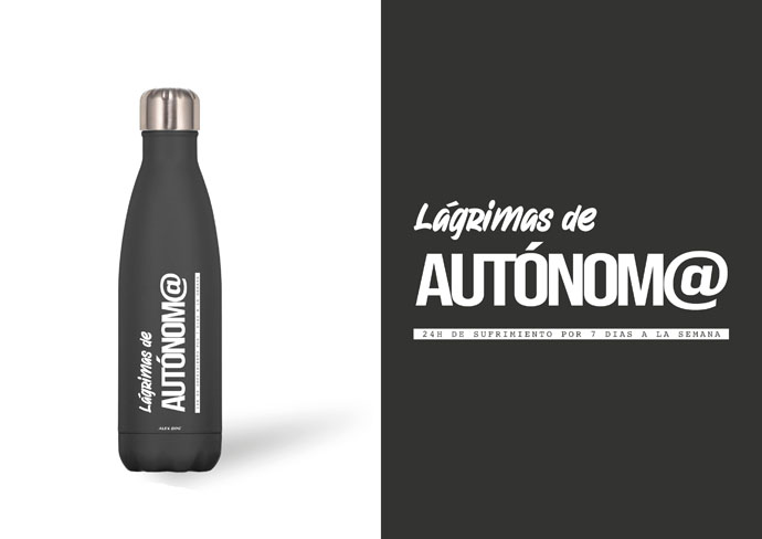 BOTELLA ACERO INOX NEGRA 500 ML.LAGRIMAS AUTONOM@