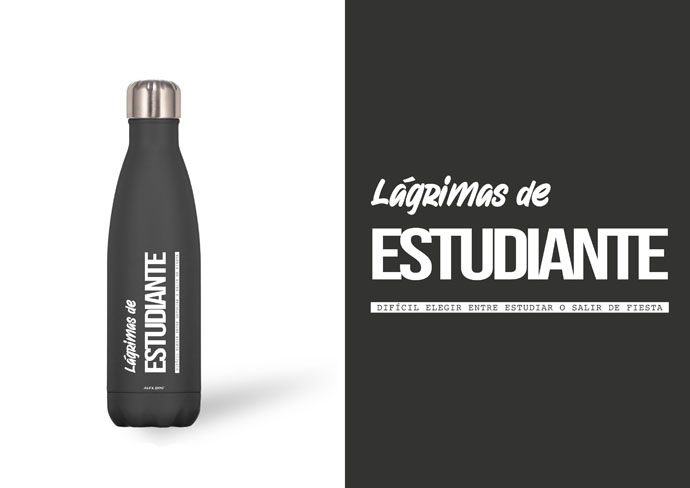 BOTELLA ACERO INOX NEGRA 500 ML.LAGRIMAS ESTUDIANT