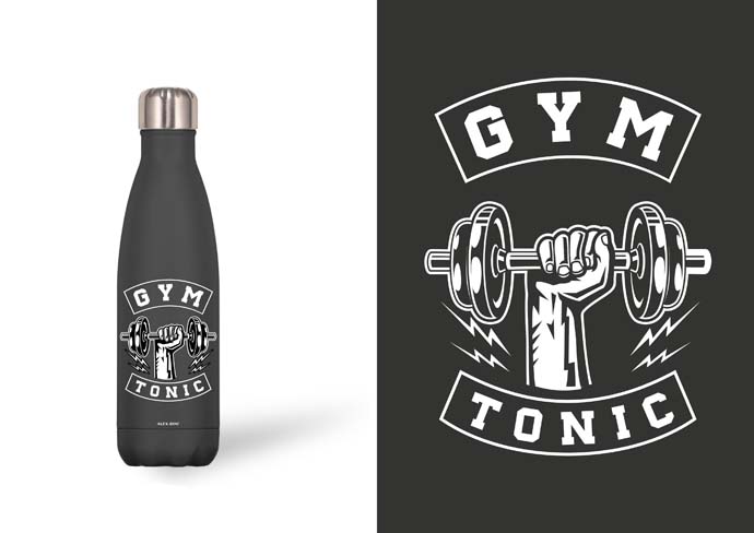 BOTELLA ACERO INOX NEGRA 500 ML.GYM TONIC